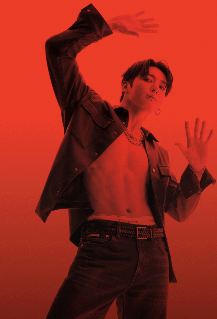 Calvin Klein featuring Jung Kook - Getting Warmer Layer up for the holiday,   the shirt left undone for a flash of skin
